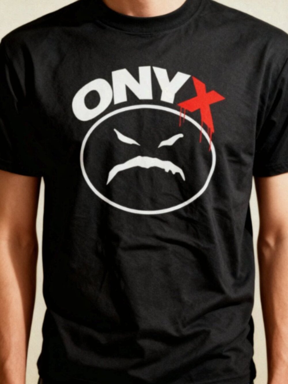 Ony x Hip Hop Rap Group Mad Face Logo Vintage Black T-Shirt